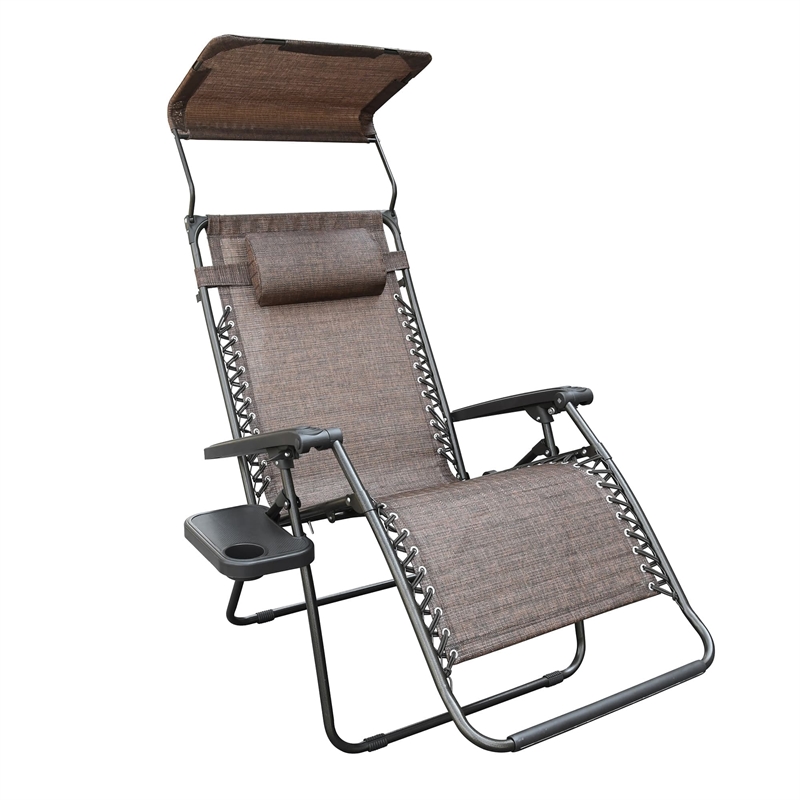 Jeco Oversized Zero Gravity Chair with Sunshade in Brown Mesh