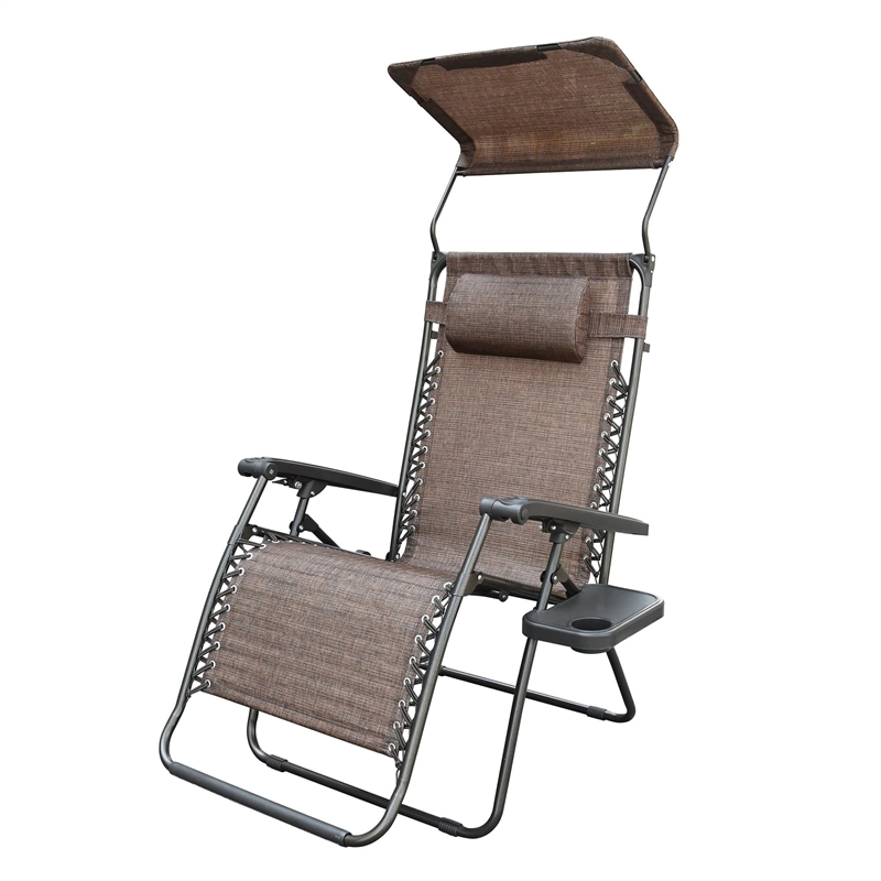 Jeco Oversized Zero Gravity Chair with Sunshade in Brown Mesh