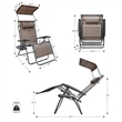 Jeco Oversized Zero Gravity Chair in Brown Mesh (Set of 2)