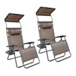Jeco Oversized Zero Gravity Chair in Brown Mesh (Set of 2)
