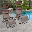 Jeco Oversized Zero Gravity Chair in Brown Mesh (Set of 2)