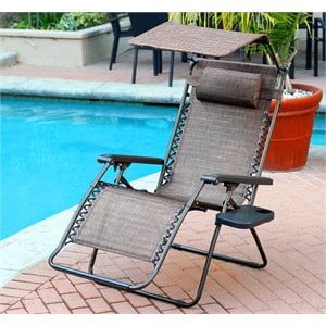 Jeco Oversized Zero Gravity Chair in Brown Mesh (Set of 2)