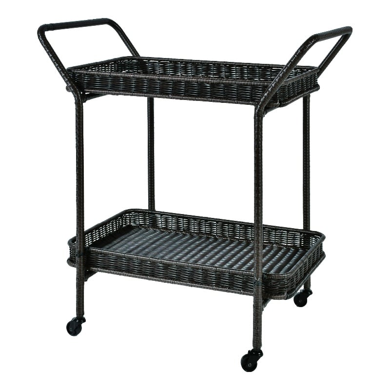 Espresso Wicker Serving Cart