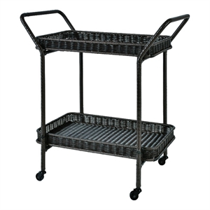 Espresso Wicker Serving Cart