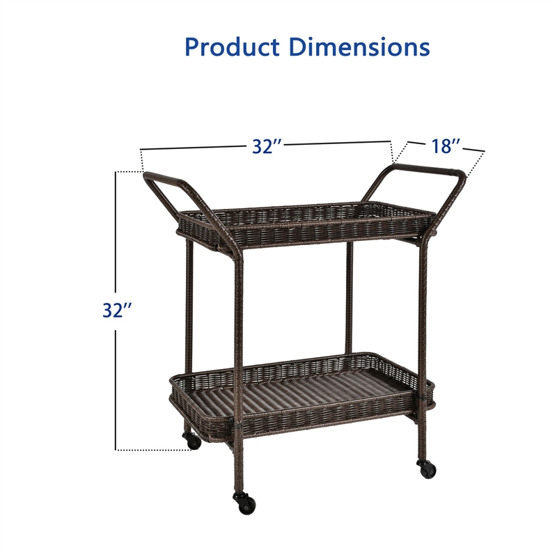 Espresso Wicker Serving Cart