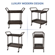 Espresso Wicker Serving Cart