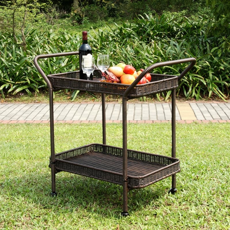 Espresso Wicker Serving Cart