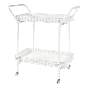 White Wicker Serving Cart