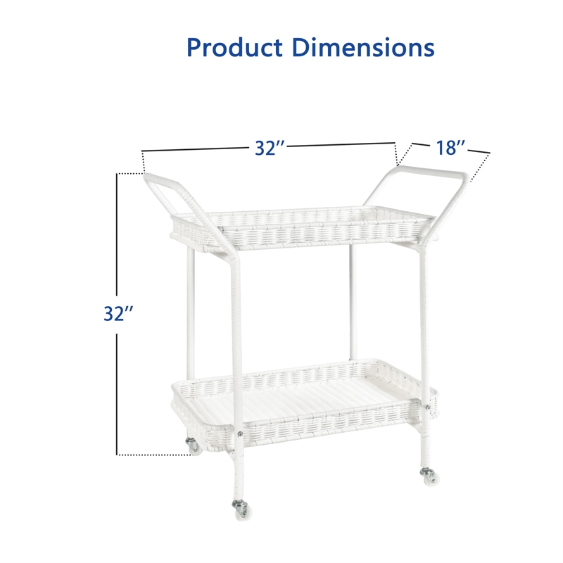 White Wicker Serving Cart