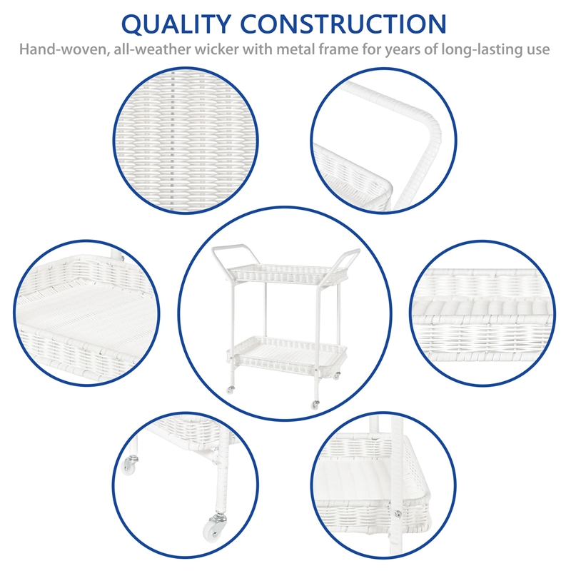 White Wicker Serving Cart