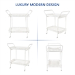 White Wicker Serving Cart