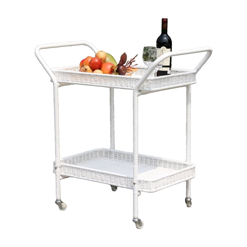 White Wicker Serving Cart