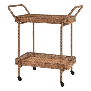 Honey Wicker Serving Cart