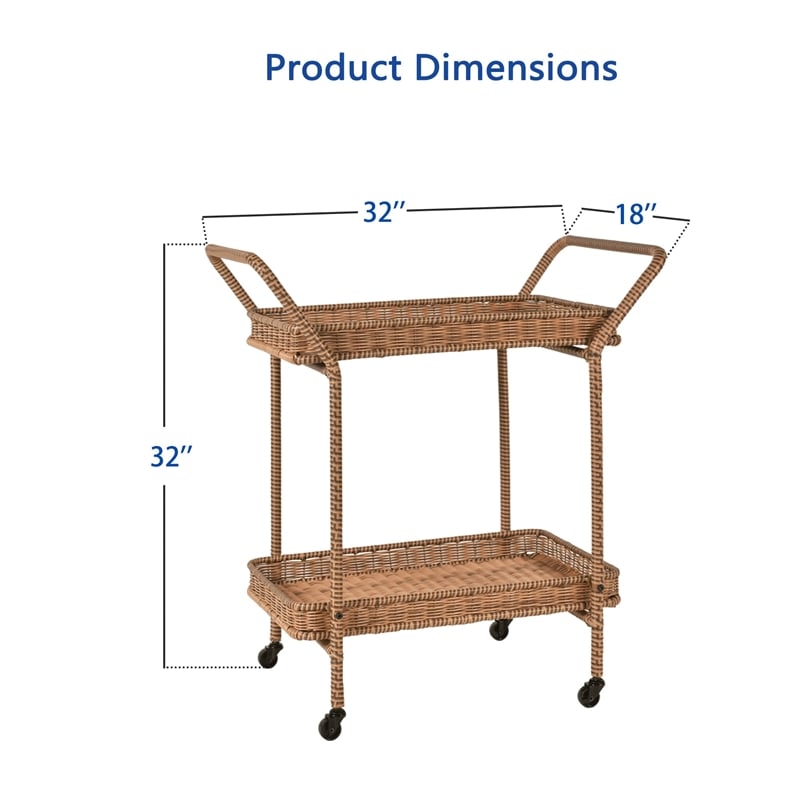 Honey Wicker Serving Cart