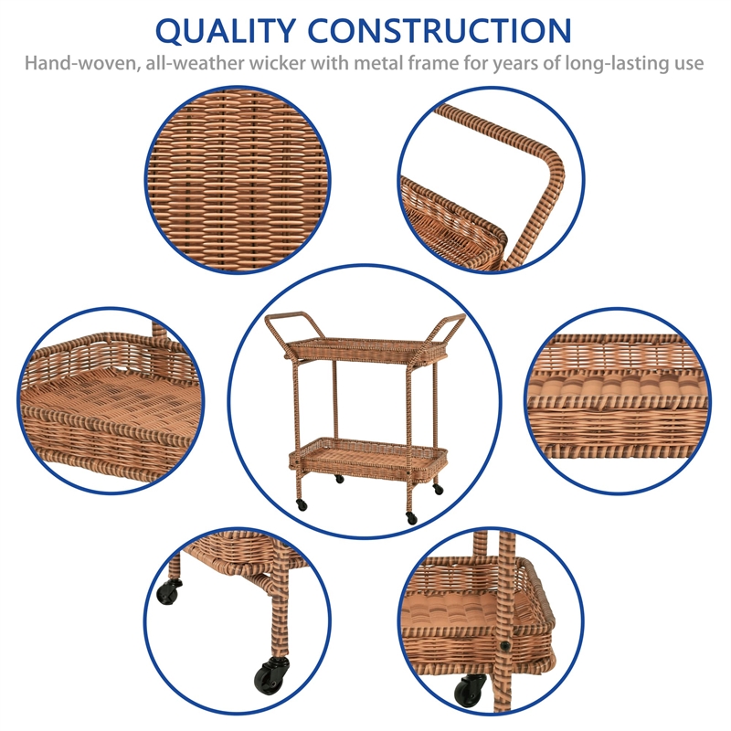 Honey Wicker Serving Cart