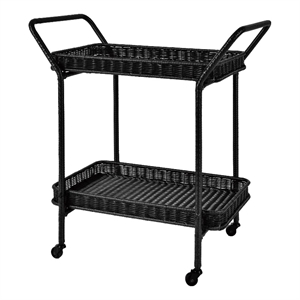 Jeco Wicker Patio Serving Cart in Black