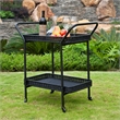Jeco Wicker Patio Serving Cart in Black