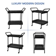Jeco Wicker Patio Serving Cart in Black
