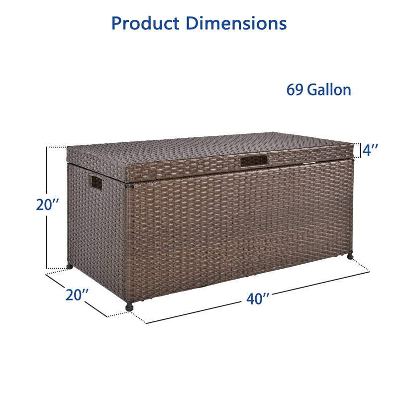Jeco Wicker Patio Storage Deck Box in Espresso