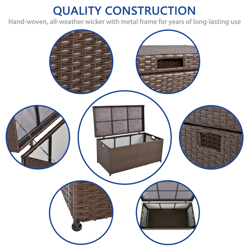 Jeco Wicker Patio Storage Deck Box in Espresso