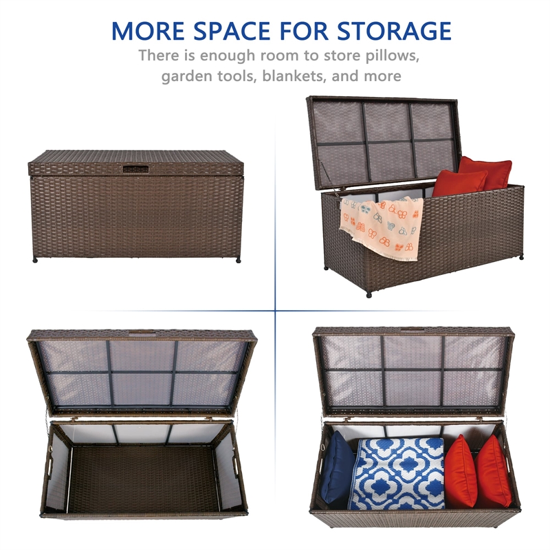 Jeco Wicker Patio Storage Deck Box in Espresso