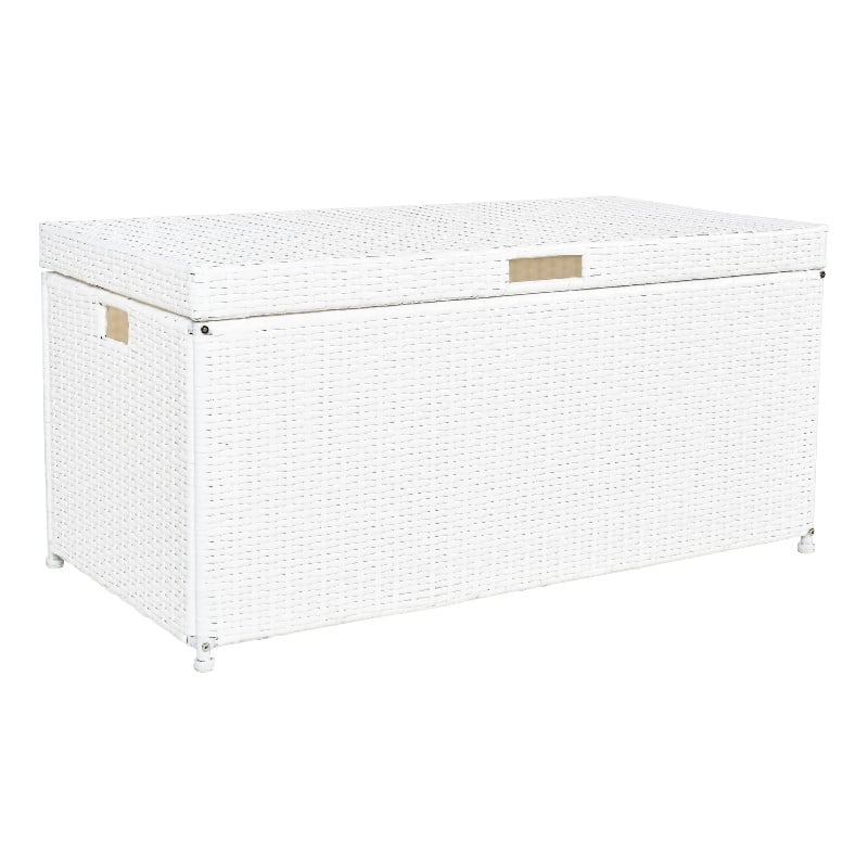 Jeco Wicker Patio Storage Deck Box in White