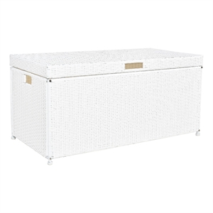 Jeco Wicker Patio Storage Deck Box in White