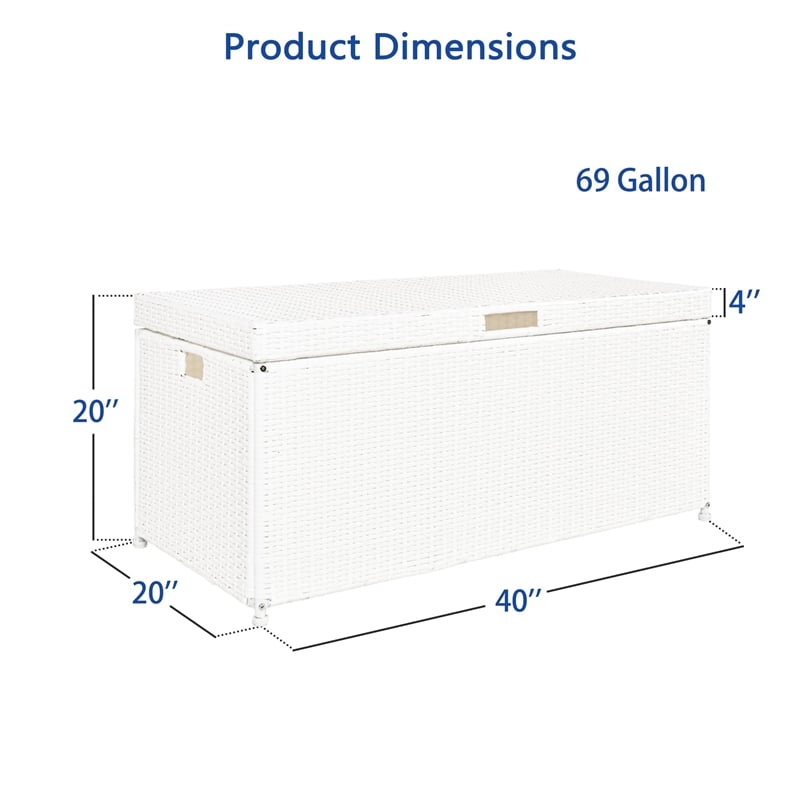 Jeco Wicker Patio Storage Deck Box in White