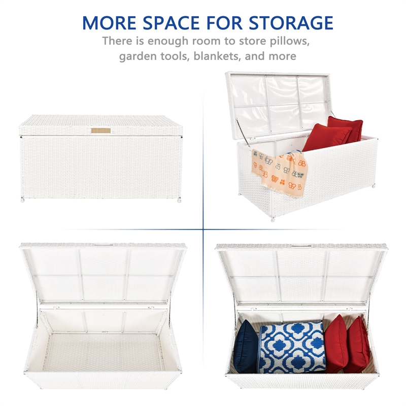 Jeco Wicker Patio Storage Deck Box in White
