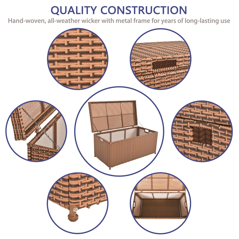 Jeco Wicker Patio Storage Deck Box in Honey