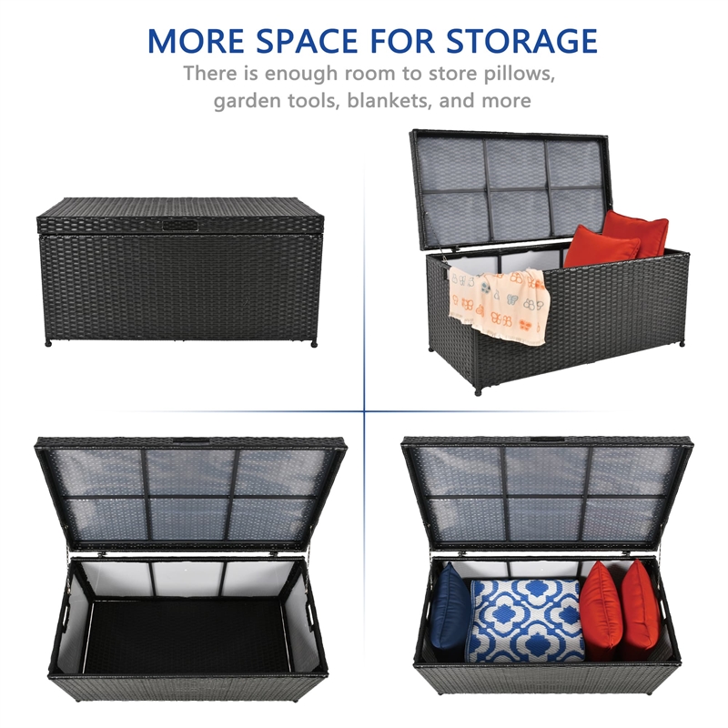 Jeco Wicker Patio Storage Deck Box in Black