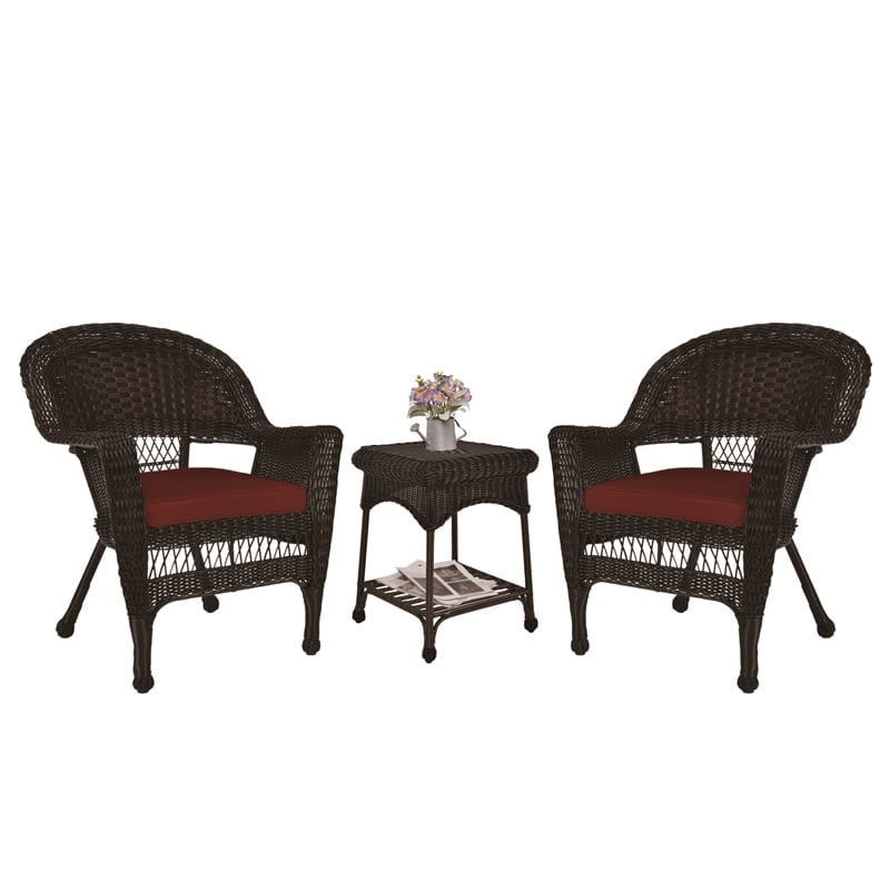 Jeco Wicker Patio End Table in Espresso