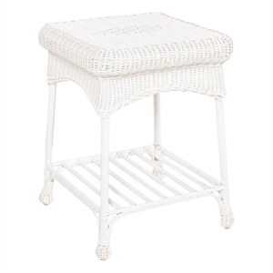 Jeco Resin Wicker Outdoor 17&quotW x 17&quotD Patio Square End Table in White