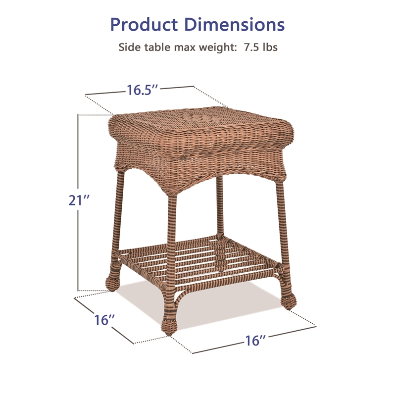 Jeco Wicker Patio End Table in Honey