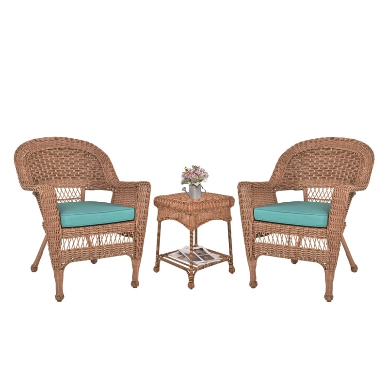 Jeco Wicker Patio End Table in Honey