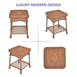Jeco Wicker Patio End Table in Honey
