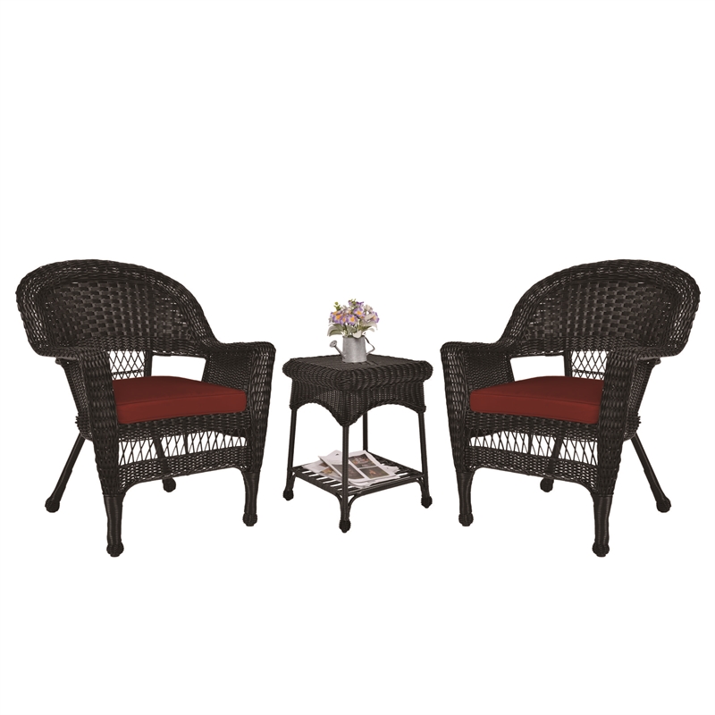 Jeco Wicker Patio End Table in Black
