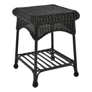 Jeco Wicker Patio End Table in Black