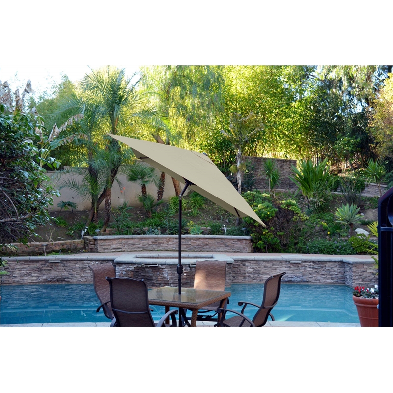 Jeco 6.5' x 10' Aluminum Patio Market Umbrella Tilt with Crank in Tan