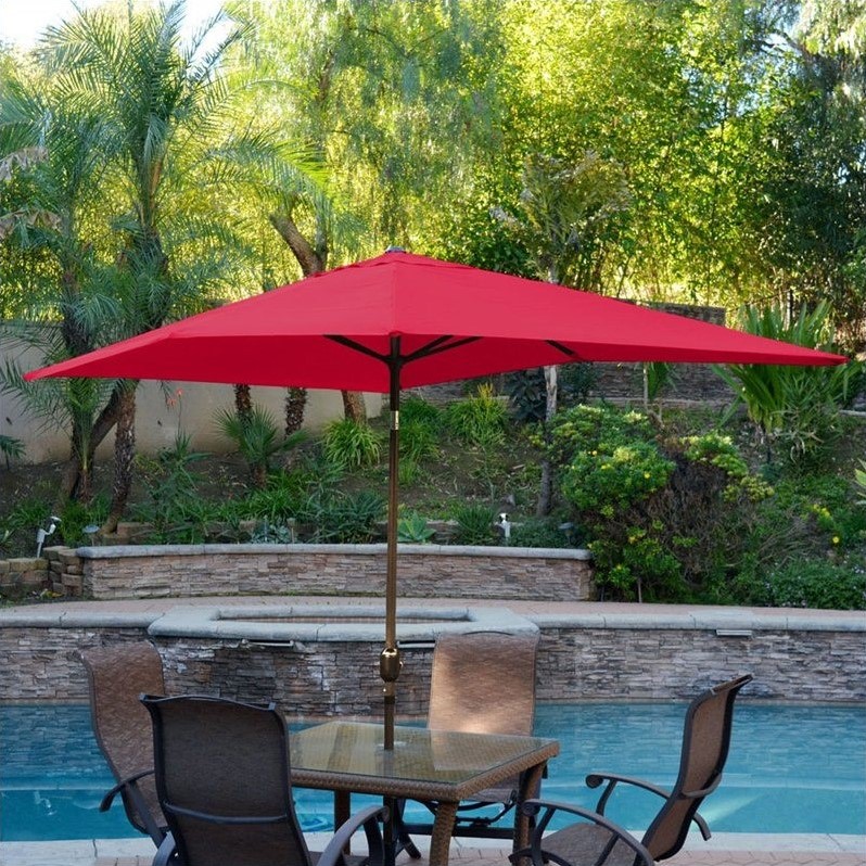 Jeco 6.5' x 10' Aluminum Patio Market Umbrella Tilt with Crank in Red