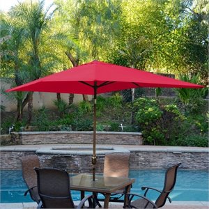 Jeco 6.5' x 10' Aluminum Patio Market Umbrella Tilt with Crank in Red