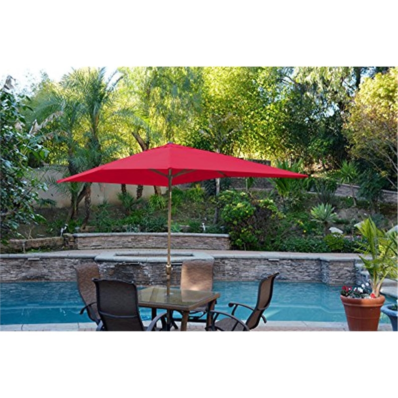 Jeco 6.5' x 10' Aluminum Patio Market Umbrella Tilt with Crank in Red