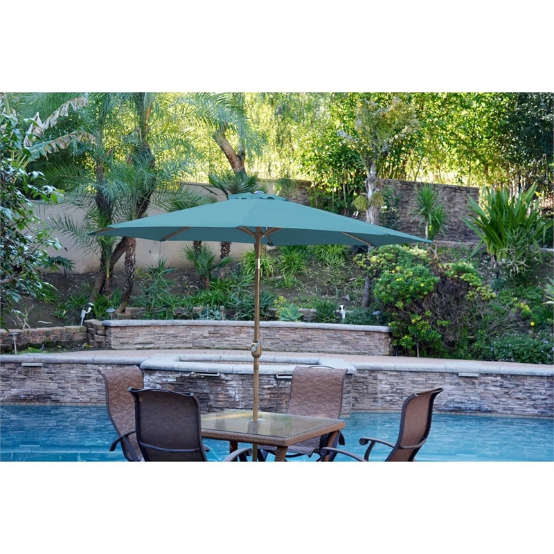 Jeco 6.5' x 10' Aluminum Patio Market Umbrella Tilt with Crank in Red