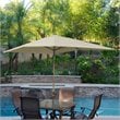 Jeco 6.5' x 10' Aluminum Patio Market Umbrella Tilt with Crank in Tan