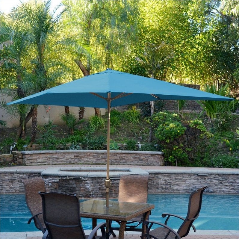 Jeco 6 5 X 10 Aluminum Patio Market Umbrella Tilt With Crank In Jeco 6 5 X 10 Aluminum Patio Market Umbrella Tilt With Crank In Turquoise Fabric Bronze Pole Ubp63 Ubf66