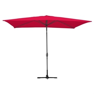 Jeco 6.5' x 10' Aluminum Patio Market Umbrella Tilt with Crank in Red