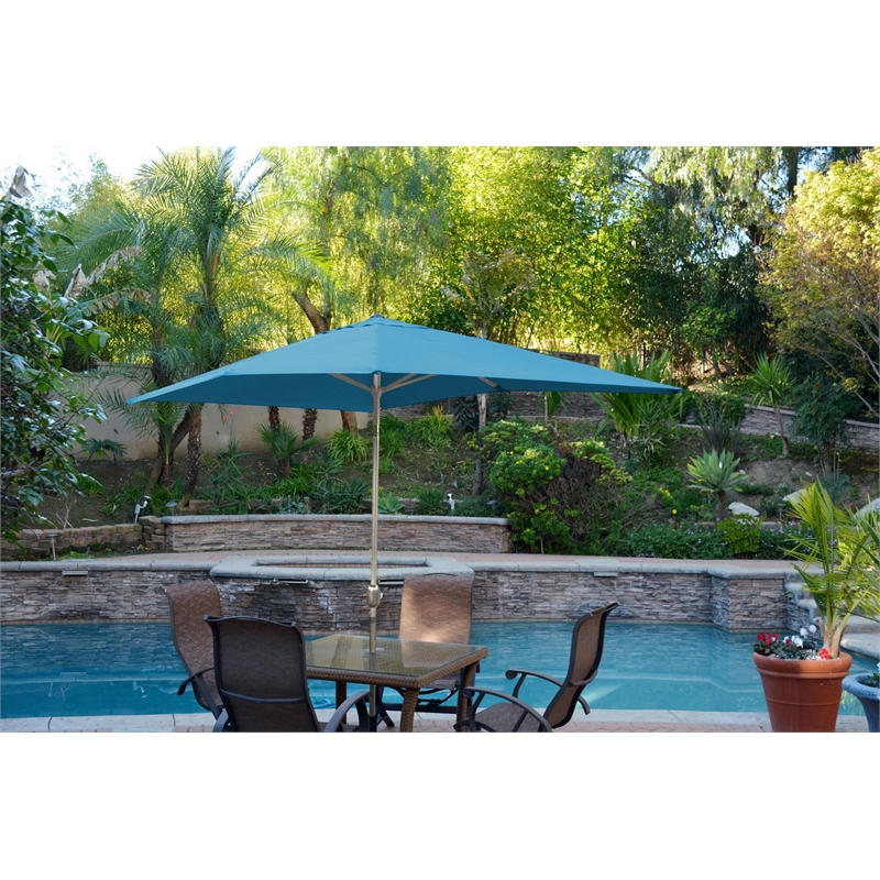 Jeco 6.5' x 10' Aluminum Patio Market Umbrella Tilt with Crank in Tan