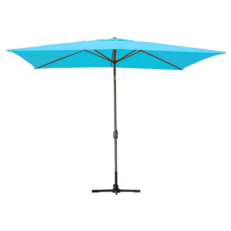 Jeco 6.5' x 10' Aluminum Patio Market Umbrella Tilt with Crank in Tan