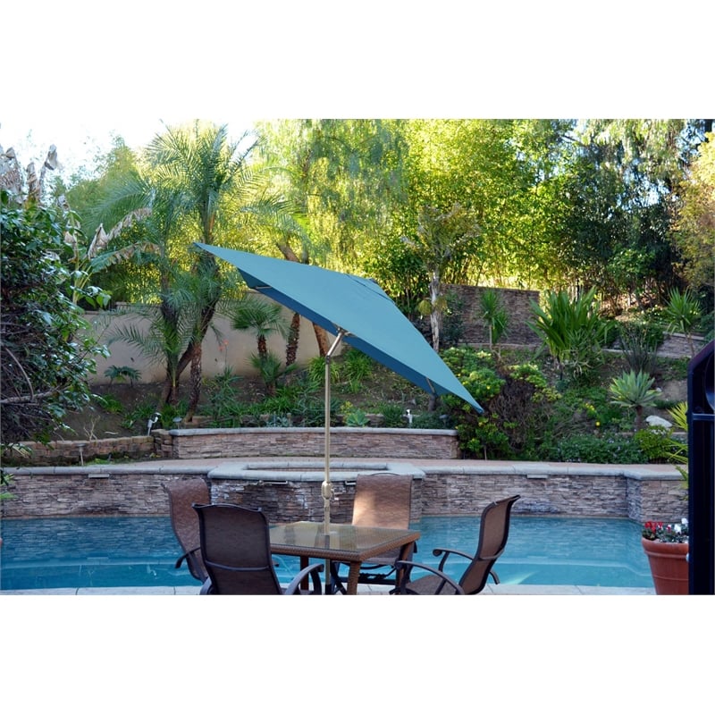 Jeco 6.5' x 10' Aluminum Patio Market Umbrella Tilt with Crank in Tan