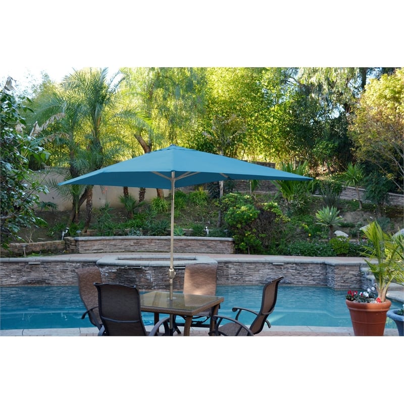 Jeco 6.5' x 10' Aluminum Patio Market Umbrella Tilt with Crank in Tan